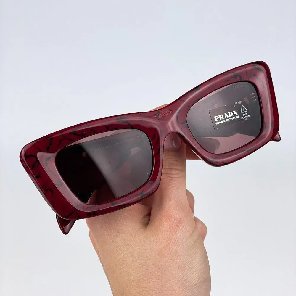 Prada PR13ZS 15D08S Sunglasses Etruscan Marble Red Dark Violet Cat Eye Women - Picture 8 of 15